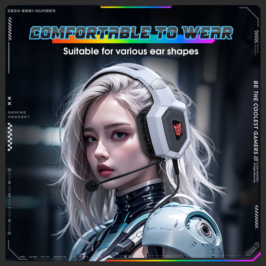 Onikuma Gaming Headset w/Mic - Noise-Cancelling Mic, 7.1 Surround Sound, RGB Lights - PS5/PS4/Xbox/PC - Over-Ear Wired (3.5mm)