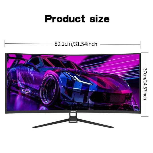 Gawfolk Curved Gaming Monitor 34-inch UWQHD 3440x1440P, 1500R Ultra-Wide PC screen 165Hz, curved computer screen, VA screen pane