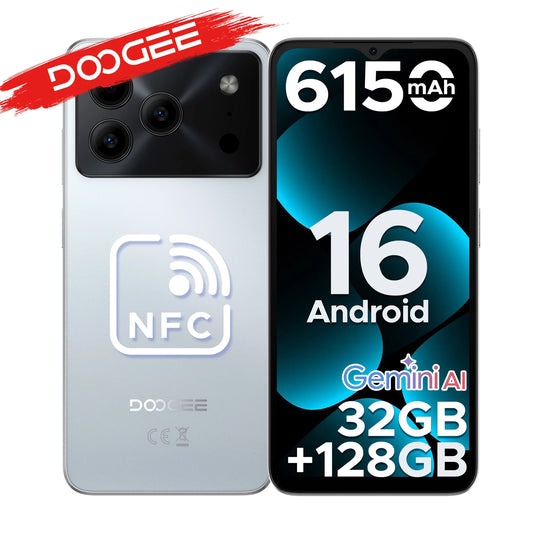 DOOGEE Note56 Pro Android 16 Gemini AI "battery 6150 mAh 32 Go RAM (4 + 28) 128 Go ROM Support Widevine L1